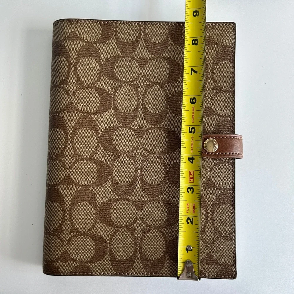 Coach Notebook in Signature Canvas Khaki Brown Leather CZ198 Excellent
